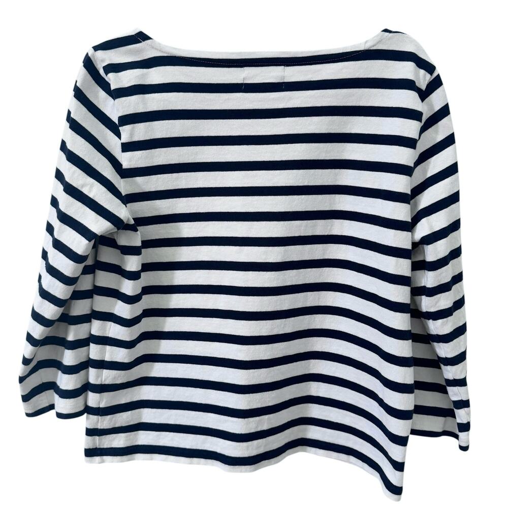 J. Crew Classic Fit 100% Cotton Boatneck Striped T-Shirt White Navy Size Medium - Picture 8 of 10